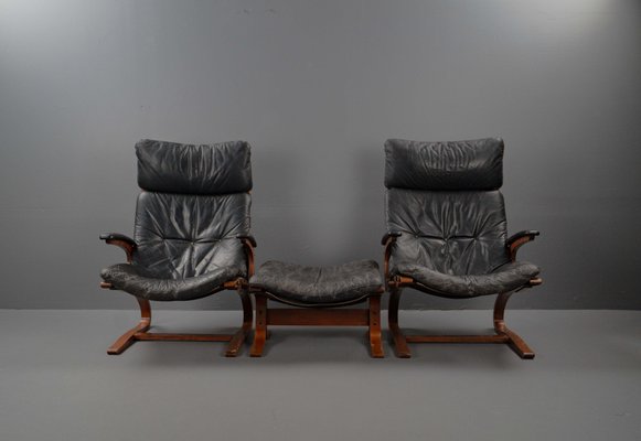 Siesta Armchair and Footstool by Ingmar Relling for Westnofa, Norwegian, 1960s, Set of 2-VLO-1539448