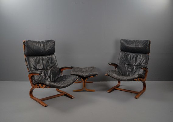 Siesta Armchair and Footstool by Ingmar Relling for Westnofa, Norwegian, 1960s, Set of 2-VLO-1539448