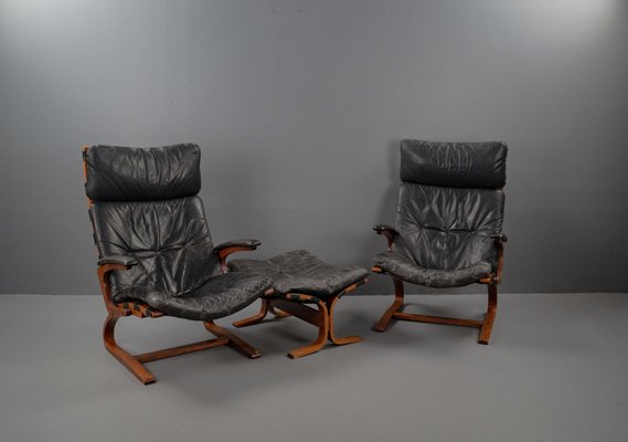 Siesta Armchair and Footstool by Ingmar Relling for Westnofa, Norwegian, 1960s, Set of 2-VLO-1539448