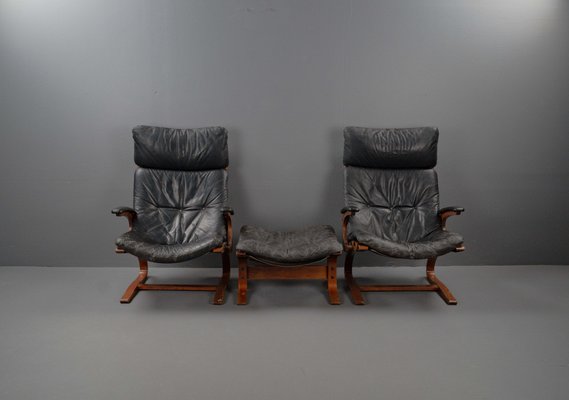 Siesta Armchair and Footstool by Ingmar Relling for Westnofa, Norwegian, 1960s, Set of 2-VLO-1539448