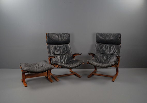 Siesta Armchair and Footstool by Ingmar Relling for Westnofa, Norwegian, 1960s, Set of 2-VLO-1539448