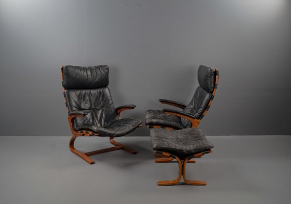 Siesta Armchair and Footstool by Ingmar Relling for Westnofa, Norwegian, 1960s, Set of 2-VLO-1539448