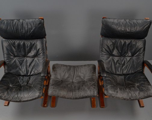 Siesta Armchair and Footstool by Ingmar Relling for Westnofa, Norwegian, 1960s, Set of 2-VLO-1539448