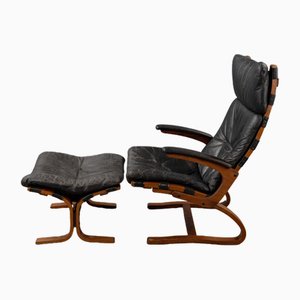 Siesta Armchair and Footstool by Ingmar Relling for Westnofa, Norwegian, 1960s, Set of 2-VLO-1539448