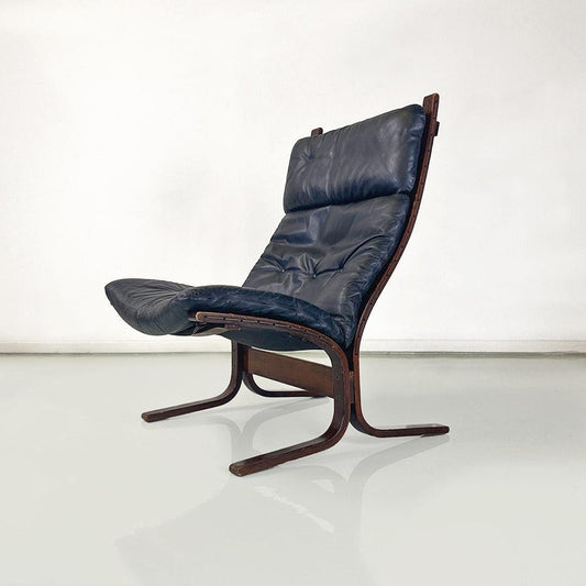 Siesta Armchair in Wood and Leather by Ingmar Relling for Westnofa Vestlandske, 1970s