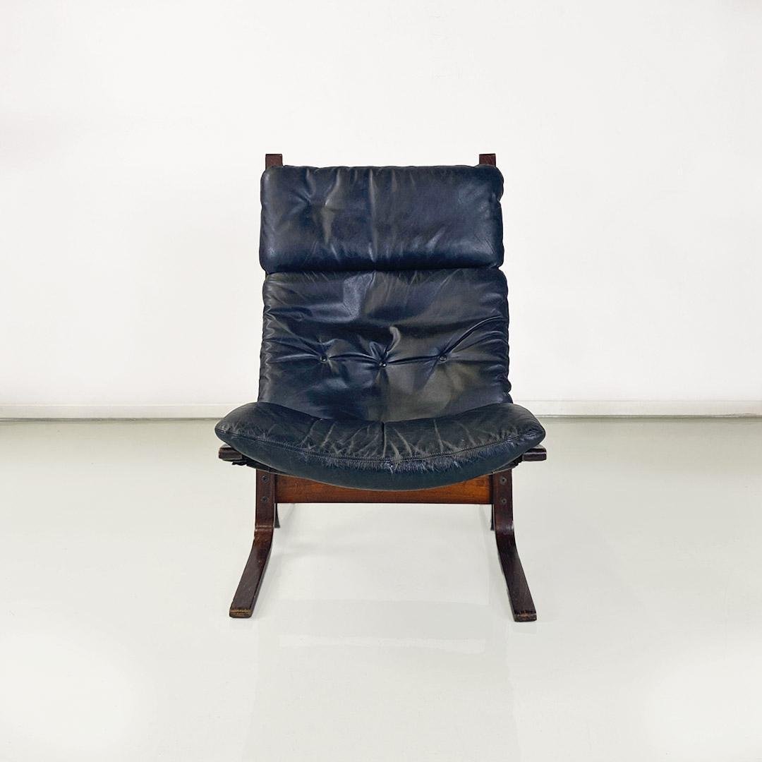 Siesta Armchair in Wood and Leather by Ingmar Relling for Westnofa Vestlandske, 1970s