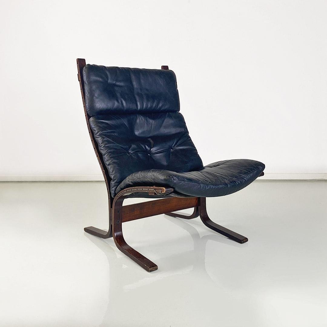 Siesta Armchair in Wood and Leather by Ingmar Relling for Westnofa Vestlandske, 1970s