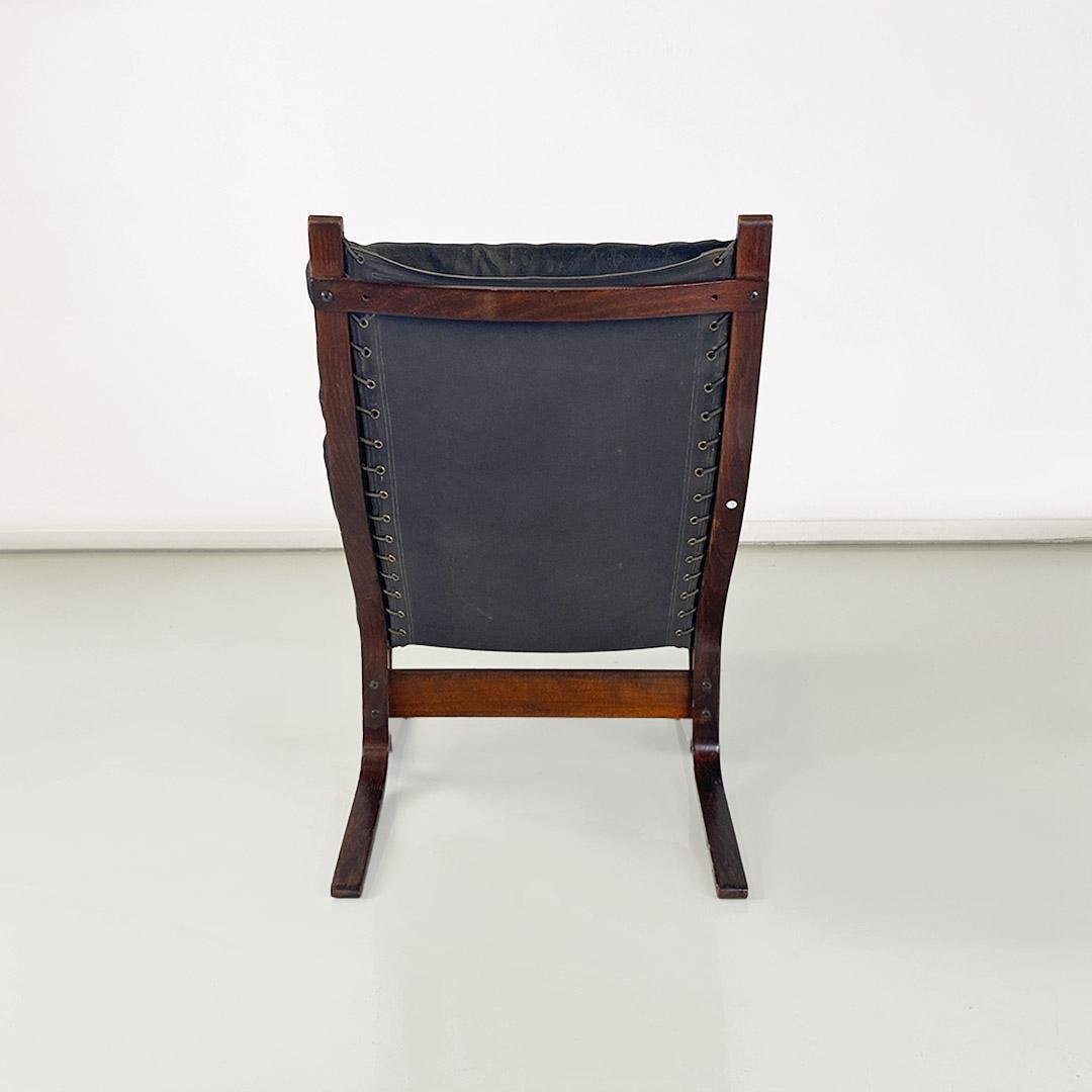 Siesta Armchair in Wood and Leather by Ingmar Relling for Westnofa Vestlandske, 1970s