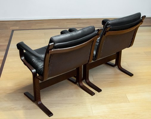 Siesta Dining or Desk Chairs in Black Leather by Ingmar Relling Westnova for Westnofa, 1960s, Set of 2-JE-1745433