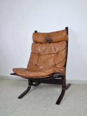 Siesta Lounge Chair in Cognac Brown Leather by Ingmar Relling for Westnofa, 1960s-HPQ-1425201