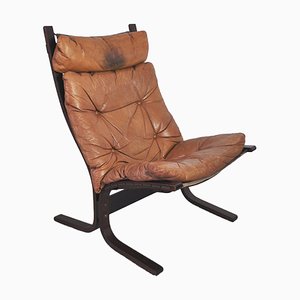 Siesta Lounge Chair in Cognac Brown Leather by Ingmar Relling for Westnofa, 1960s-HPQ-1425201