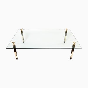 Signed Mahogany Coffee Table in Bronze and Glass by Garouste & Bonetti, 1990s-YJA-1092276