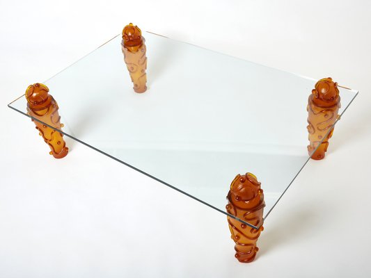 Signed Resin Glass Coffee Table by Garouste & Bonetti, 1990s-YJA-1324077