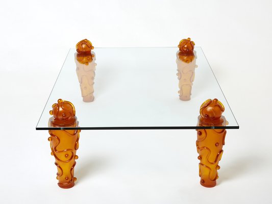 Signed Resin Glass Coffee Table by Garouste & Bonetti, 1990s-YJA-1324077