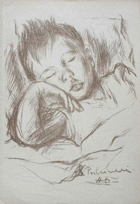 Silvano Pulcinelli, Sleeping Boy, Original Pencil Carbon, 1946-ZCI-808862