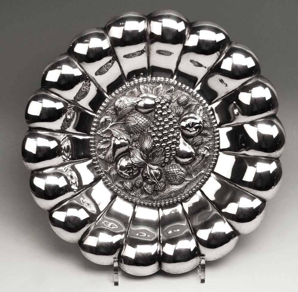 Silver 800 Plate with Fruit Decor, Vienna, 1890s