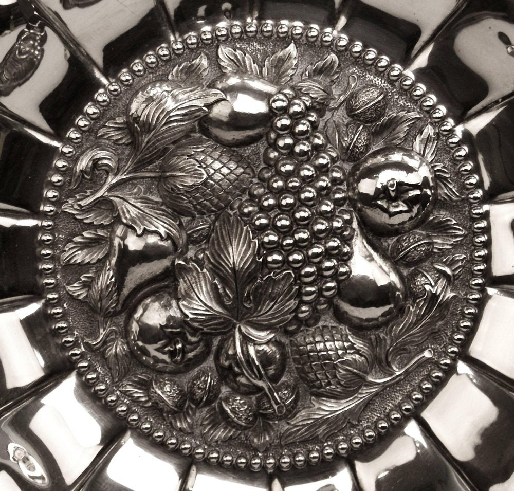 Silver 800 Plate with Fruit Decor, Vienna, 1890s