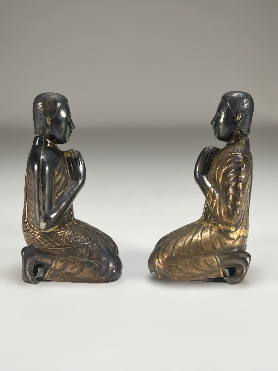 Silver Adoring Figures, Thailand, 1850s, Set of 2