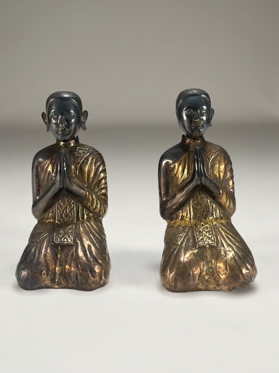 Silver Adoring Figures, Thailand, 1850s, Set of 2