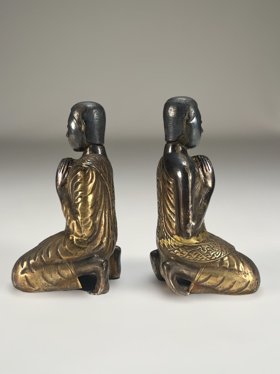 Silver Adoring Figures, Thailand, 1850s, Set of 2