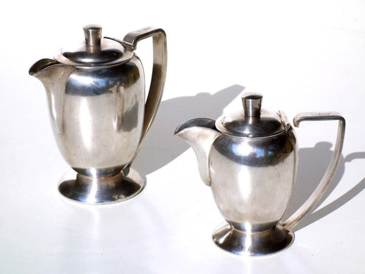 Silver Alpacca Hotel Teapots, 1920s, Set of 2