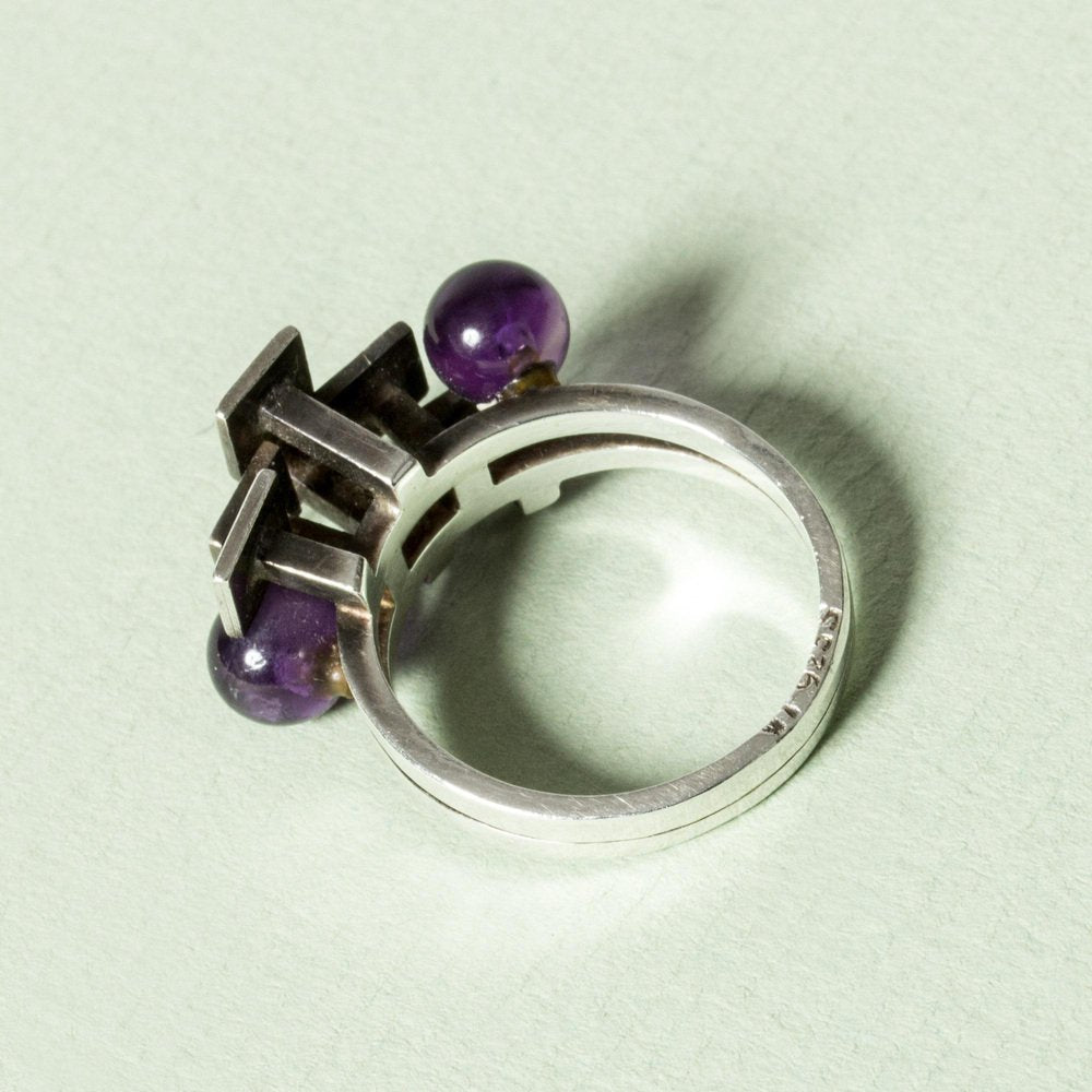 Silver and Amethyst Ring by Verner Therkelsen, 1970s