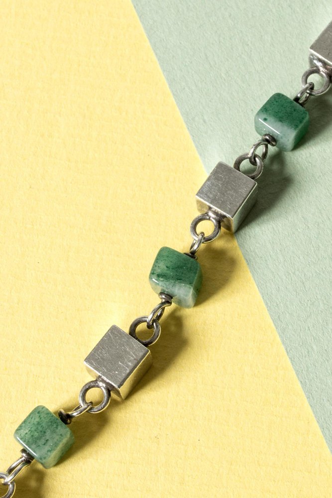 Silver and Aventurine Bracelet by Arvo Saarela, 1965