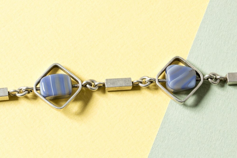 Silver and Banded Agate Bracelet by Arvo Saarela, 1960s