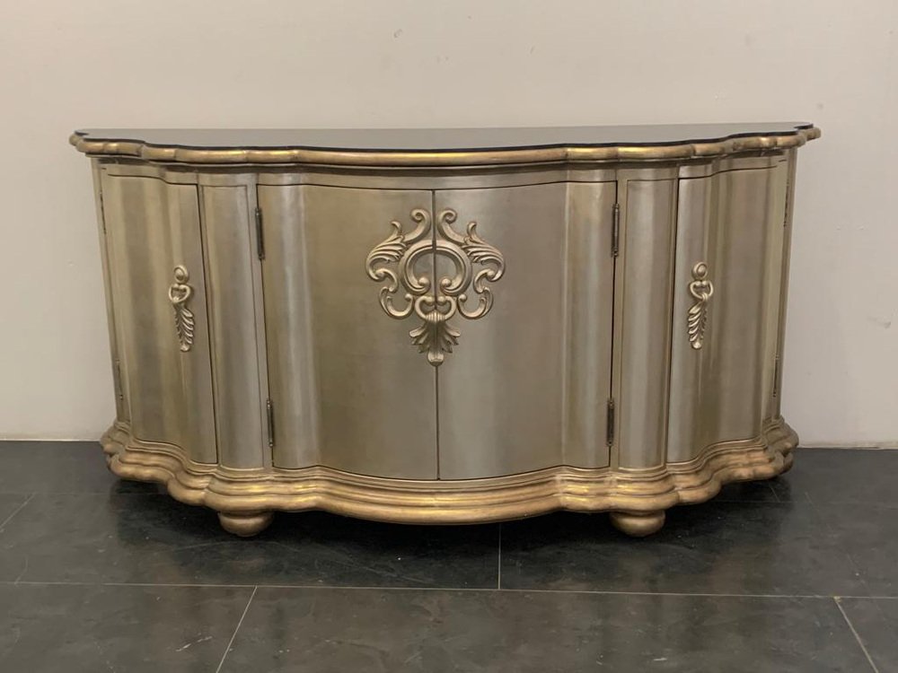 Silver and Black Marble Console from Lam Lee Group, 1990s