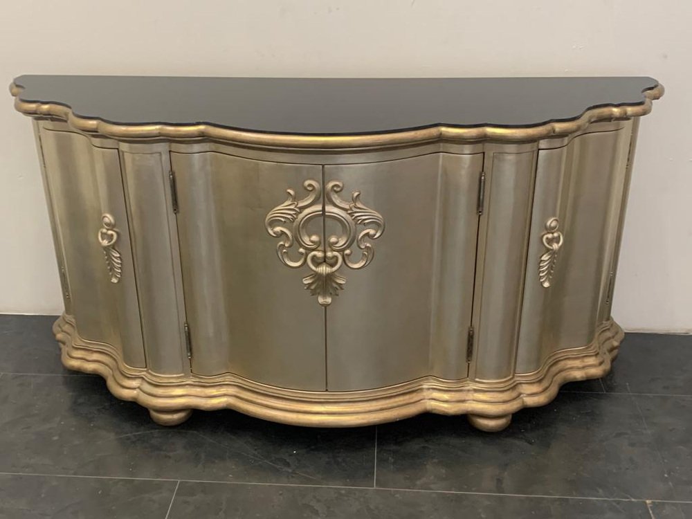 Silver and Black Marble Console from Lam Lee Group, 1990s