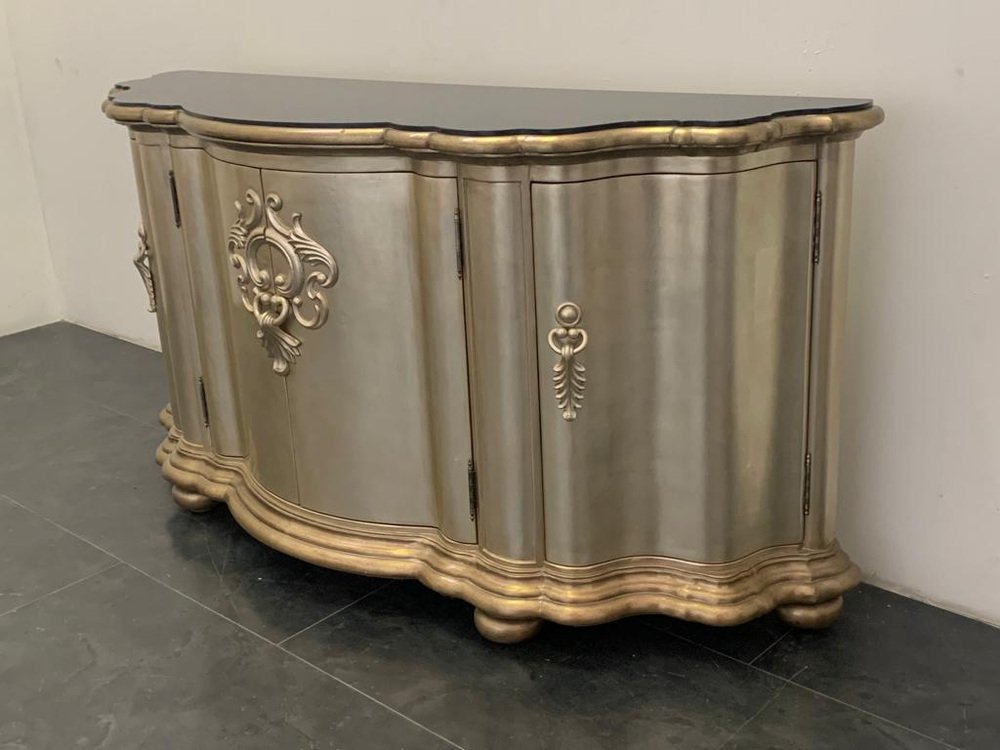 Silver and Black Marble Console from Lam Lee Group, 1990s