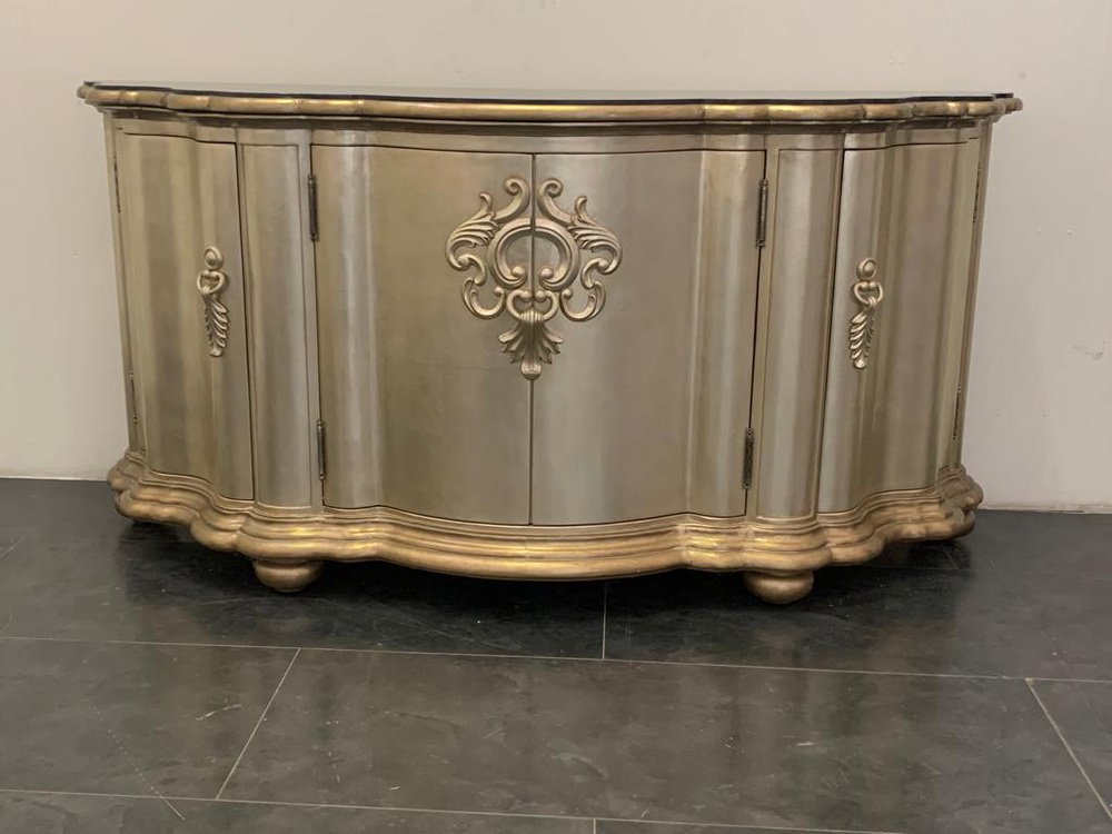 Silver and Black Marble Console from Lam Lee Group, 1990s