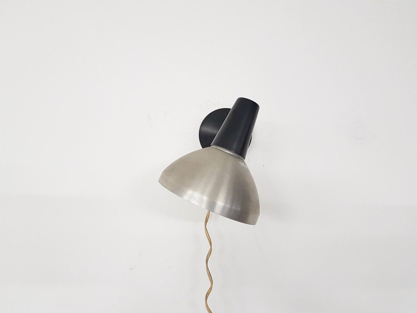 Silver and Black Wall Light from Hala Zeist, 1950s