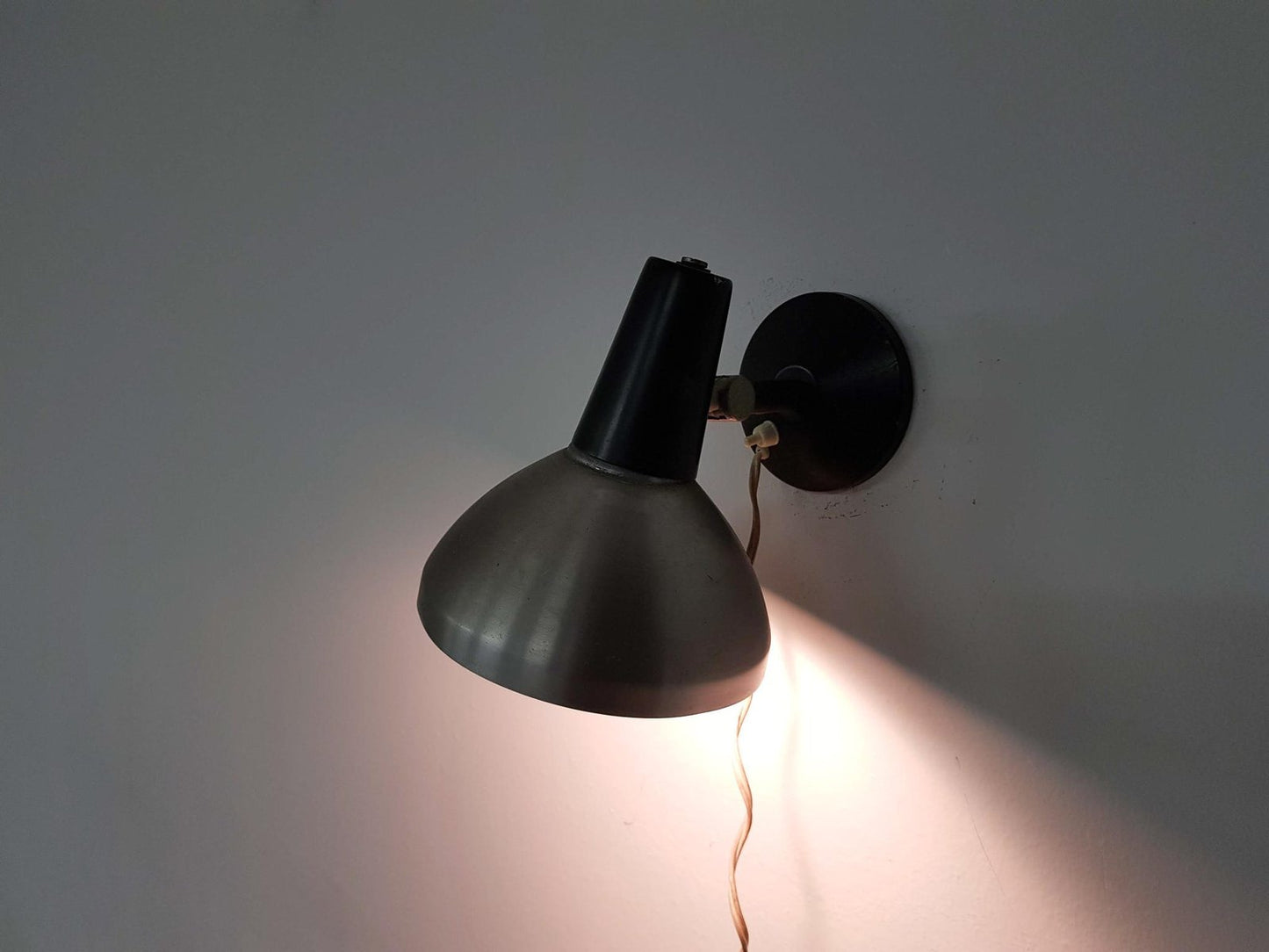 Silver and Black Wall Light from Hala Zeist, 1950s