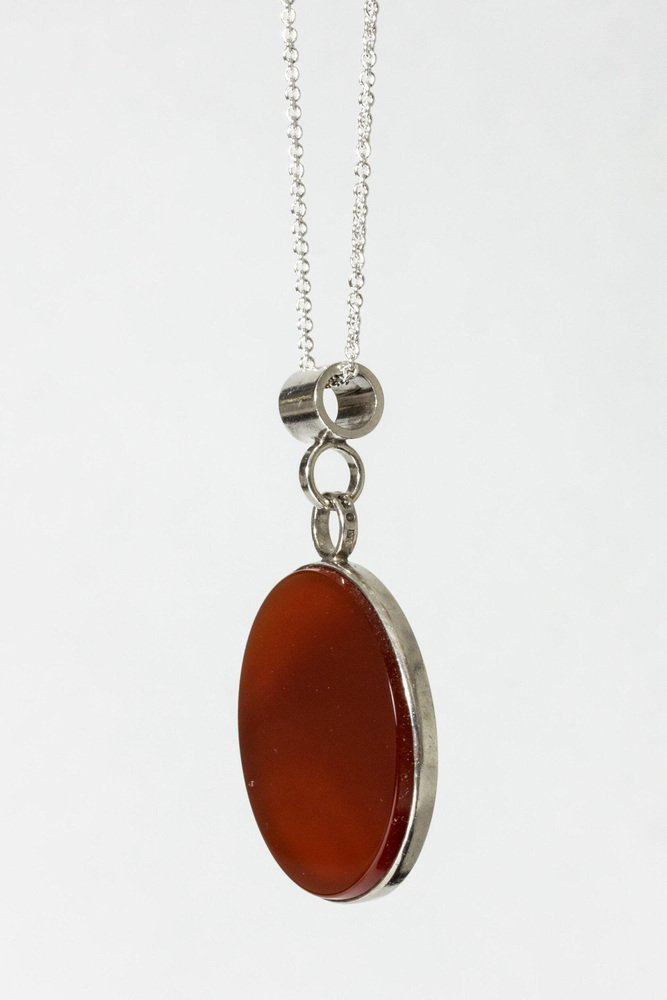 Silver and Carnelian Pendant by Cecilia Johansson, 1976