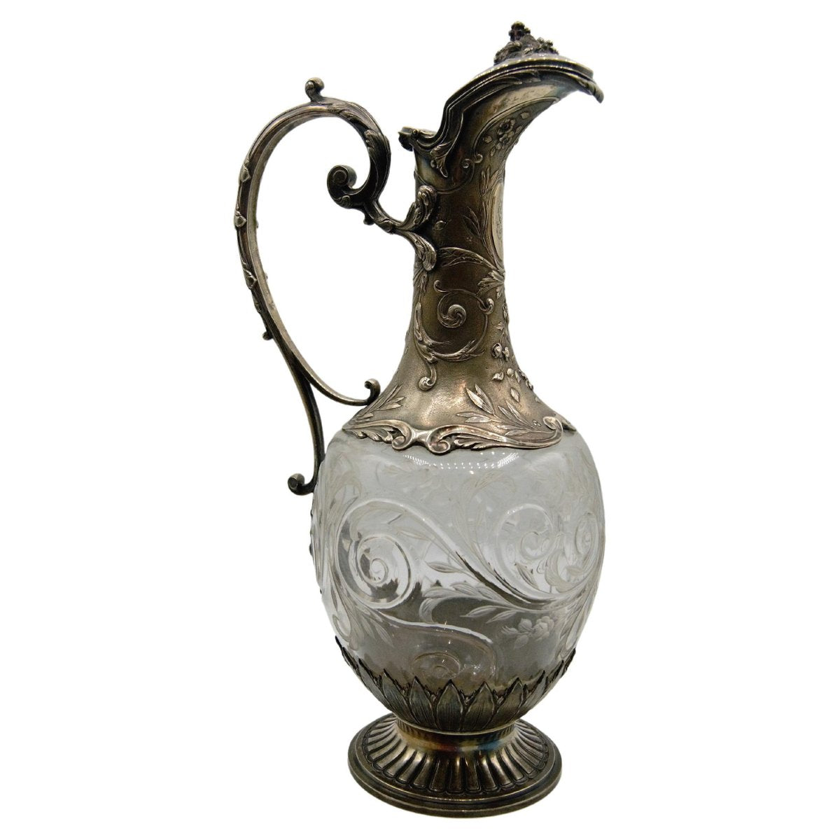 Silver and Crystal Ewer or Wine Carafe from Tallois et Mayence Paris