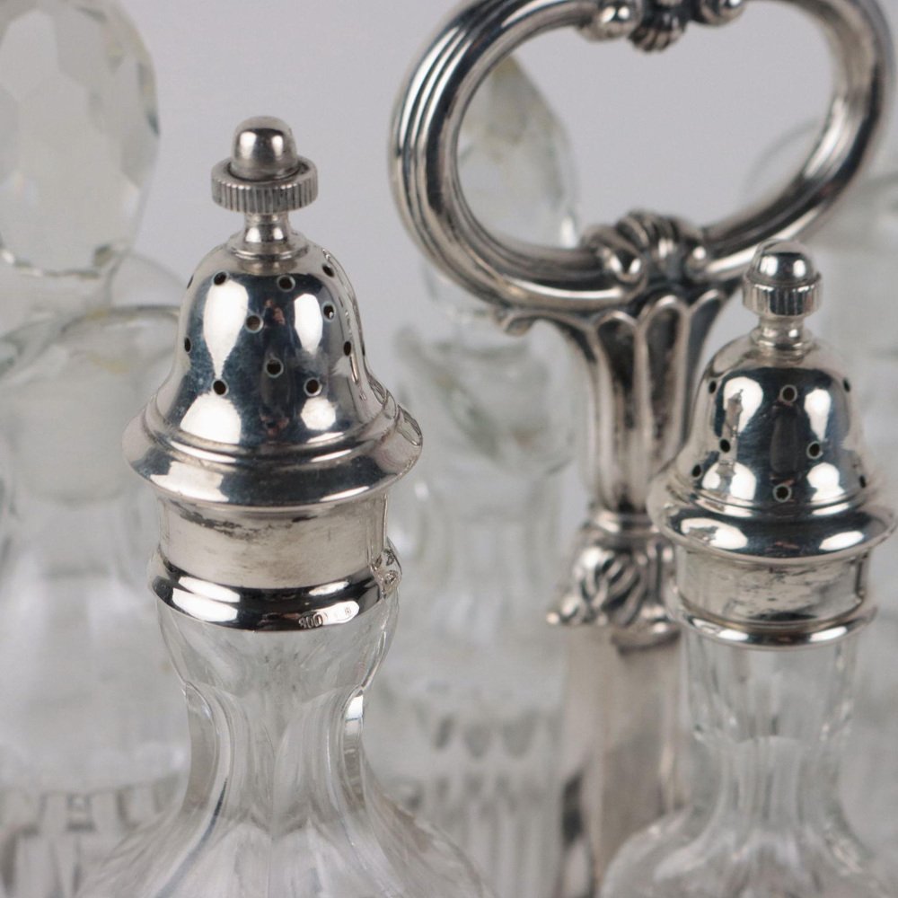 Silver and Dark Glass Odiera by Argento Petruzzi & Branca Brescia, Set of 6