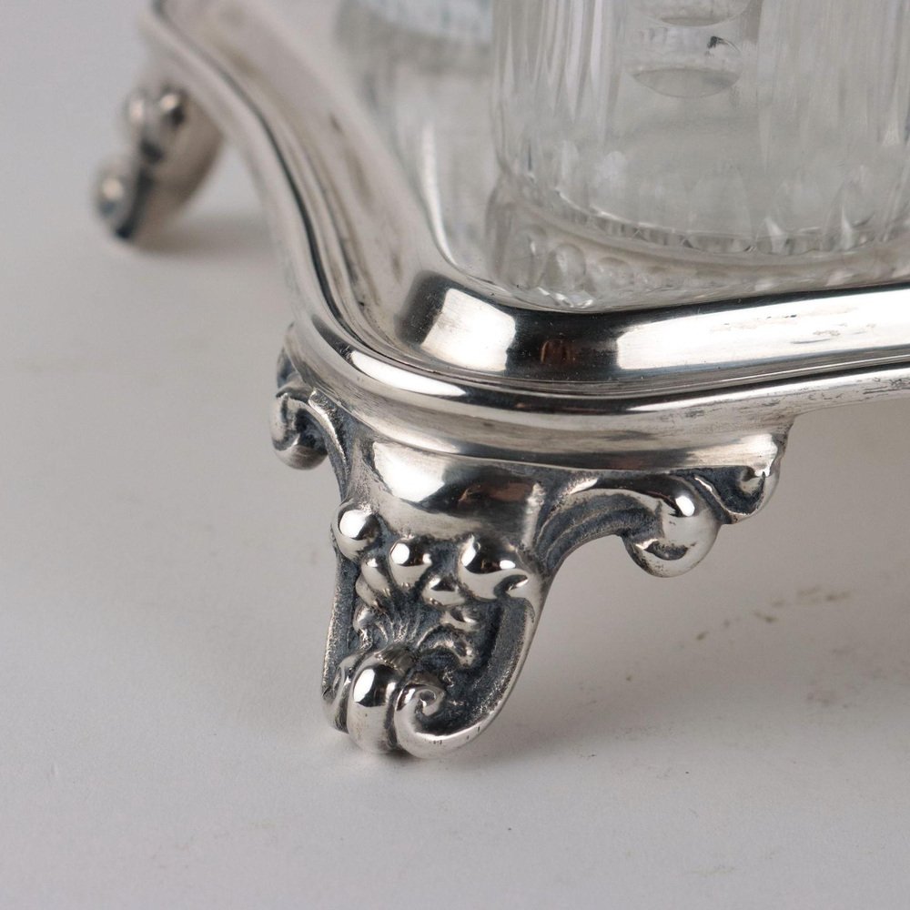 Silver and Dark Glass Odiera by Argento Petruzzi & Branca Brescia, Set of 6