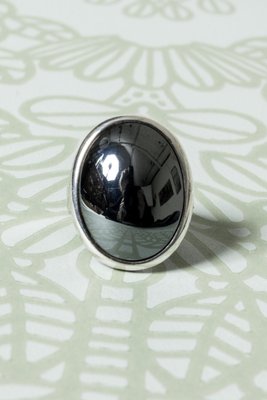 Silver and Hematite Ring from Niels Erik From, 1960s-NL-1738192