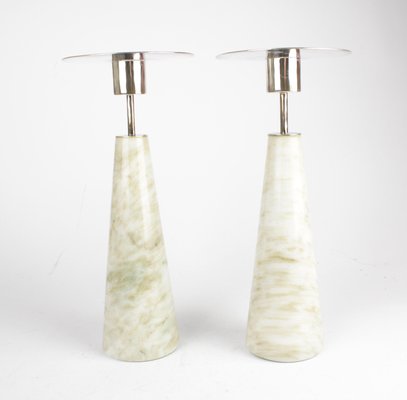 Silver and Marble Candleholders by Maria Spjut, 1990s, Set of 2-HYQ-1395424