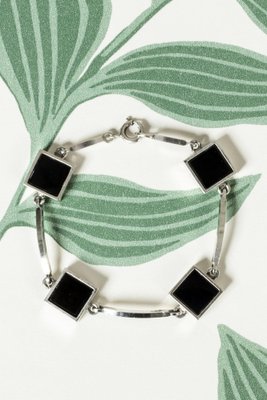 Silver and Onyx Bracelet from Niels Erik, 1960s-NL-1802595