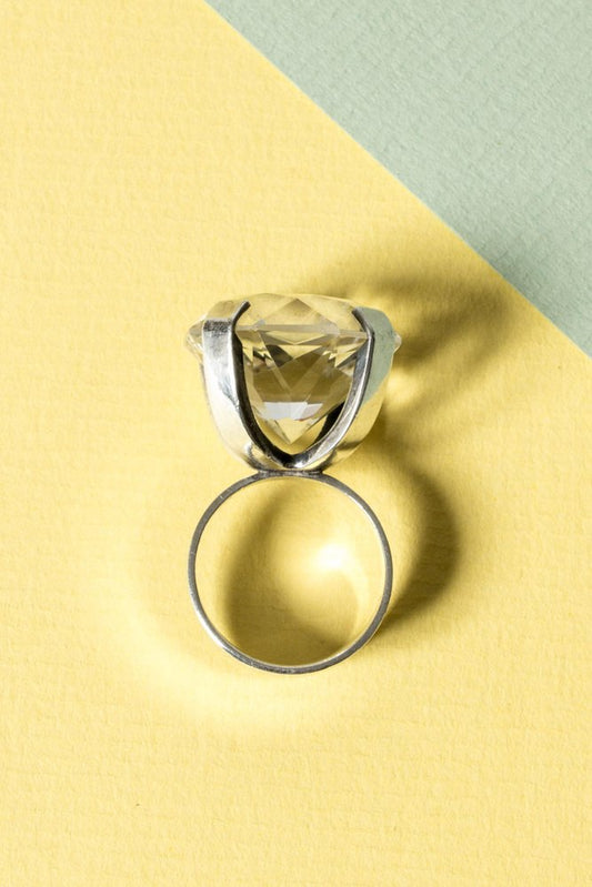 Silver and Rock Crystal Ring by Waldemar Jonsson, 1972