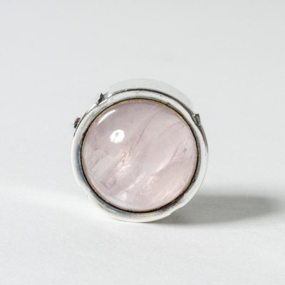 Silver and Rose Quartz Brooch by Heikki Kaksonen-NL-1043046