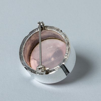 Silver and Rose Quartz Brooch by Heikki Kaksonen-NL-1043046