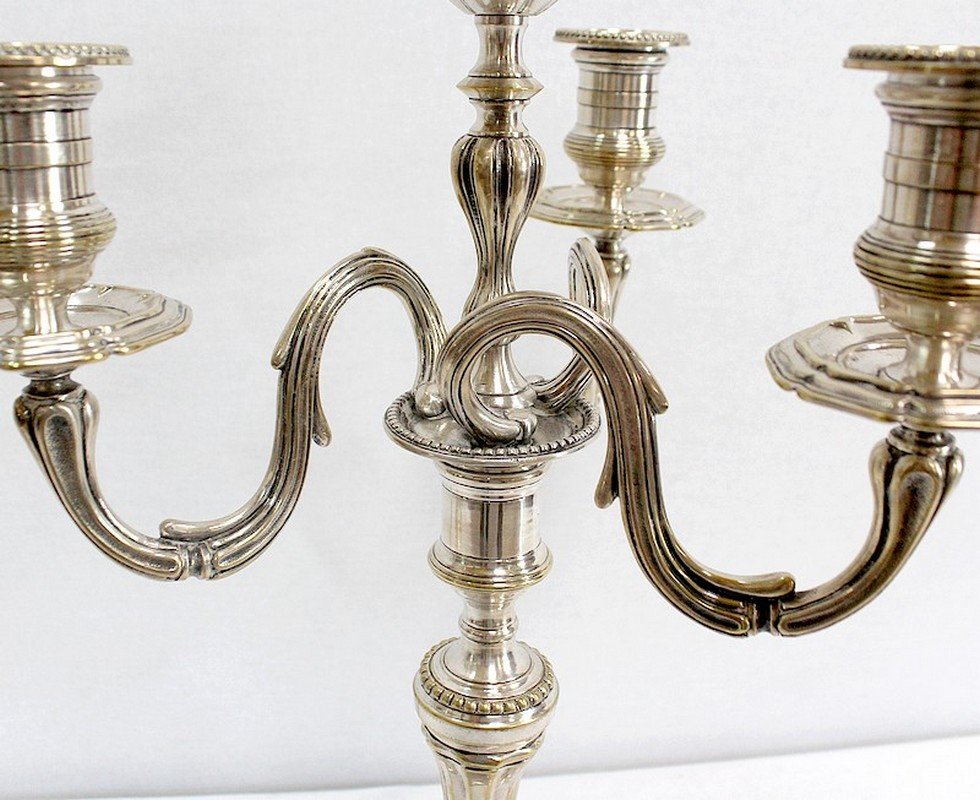 Silver Bronze Candelabra, Late 19th Century, Set of 2