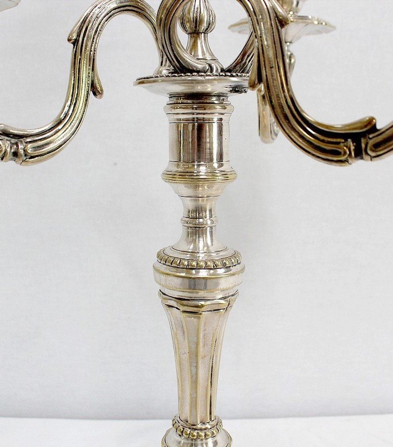 Silver Bronze Candelabra, Late 19th Century, Set of 2