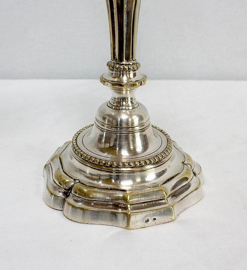 Silver Bronze Candelabra, Late 19th Century, Set of 2