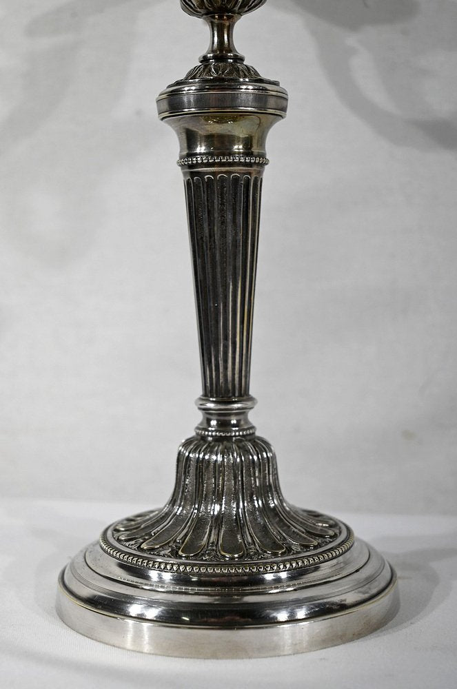 Silver Bronze Candleholders, Late 19th Century, Set of 2