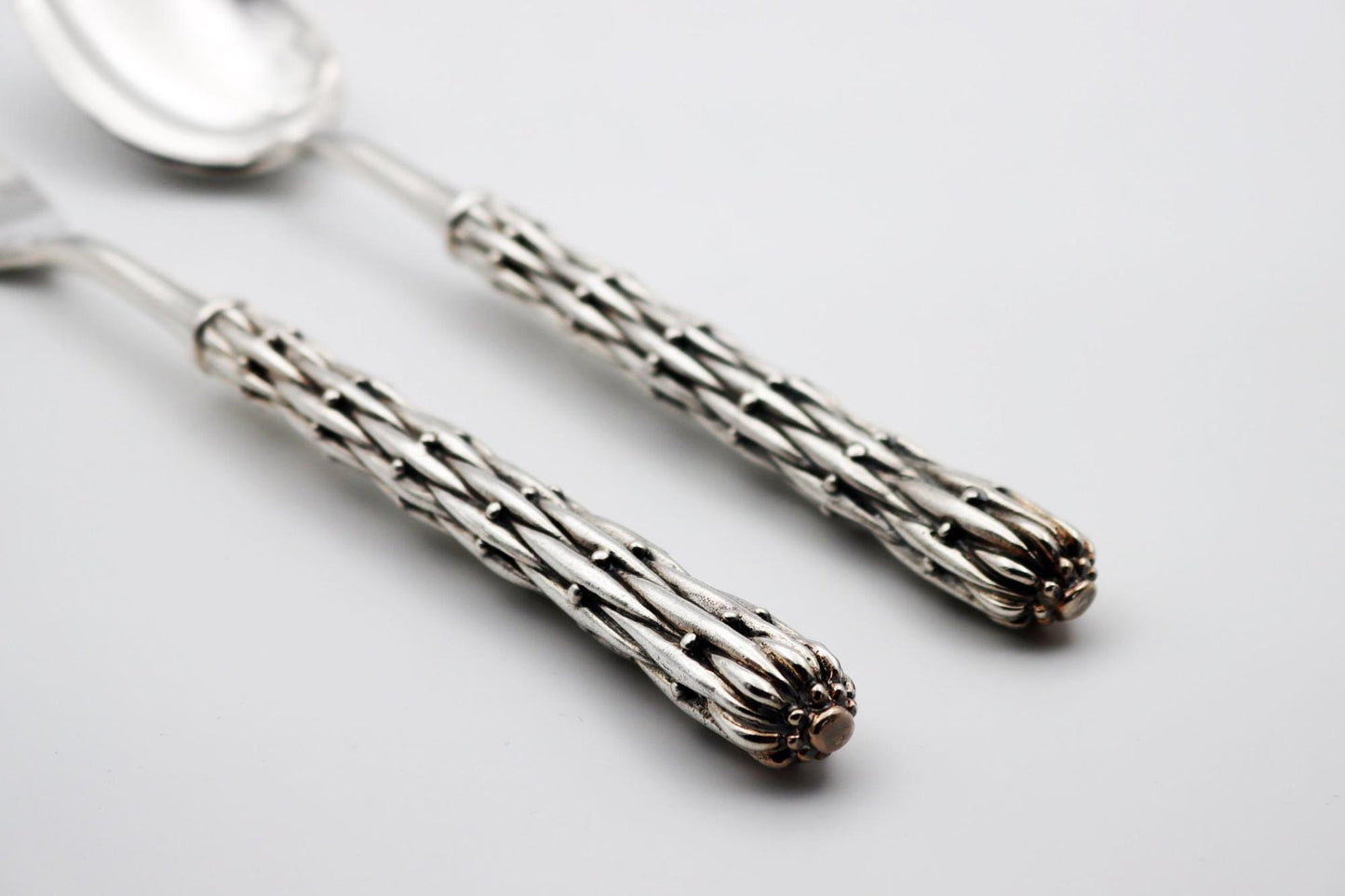 Silver Bronze Serving Spoon and Fork by Richard Lauret, Set of 2