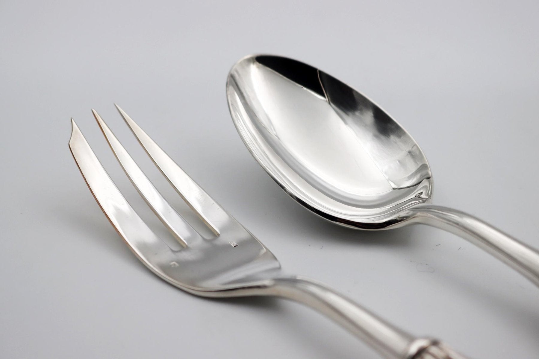 Silver Bronze Serving Spoon and Fork by Richard Lauret, Set of 2